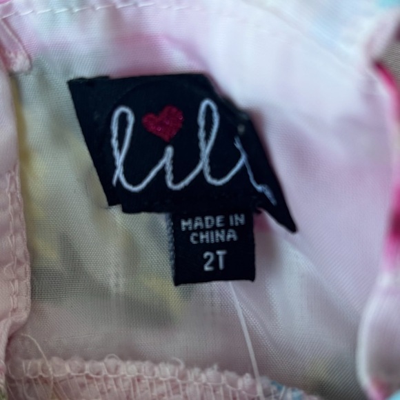 Floral Pink and Green Dress with Bow - Picture 2 of 5